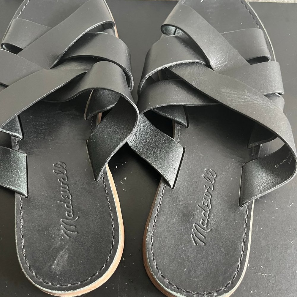 Madewell The Boardwalk Woven Slide Black Sandals Size 7.5 Style L1165 - Picture 8 of 11